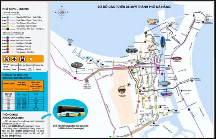 Thông tin các tuyến bus Đà Nẵng 2019 kèm lộ trình, giá vé. Du lịch Đà Nẵng bằng xe bus. Lộ trình các tuyến bus ở Đà Nẵng cụ thể.