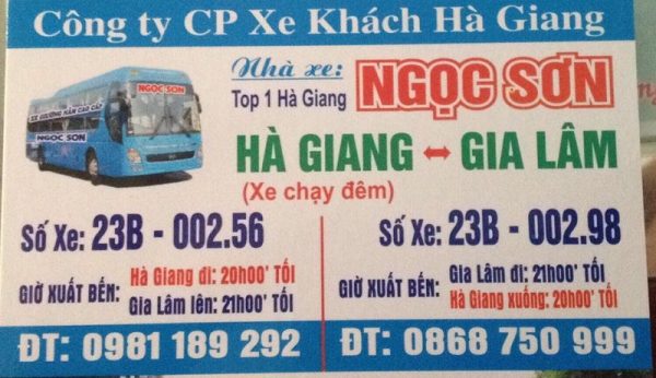 Xe khách Hà Giang Hà Nội, nhà xe Ngọc Sơn