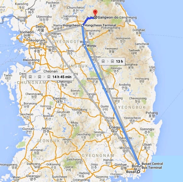 Hướng dẫn cách đi từ Busan đến Gangwon. Di chuyển từ Busan đến Gangwon bằng xe bus liên tỉnh tiết kiệm nhất