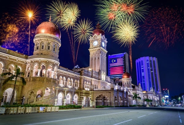 Địa điểm đón giao thừa ở Kuala Lumpur, Quảng trường Merdeka thu hút rất đông người dân và du khách