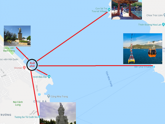 Bản đồ du lịch Nha Trang. Những điểm du lịch hướng gần biển ở Nha Trang