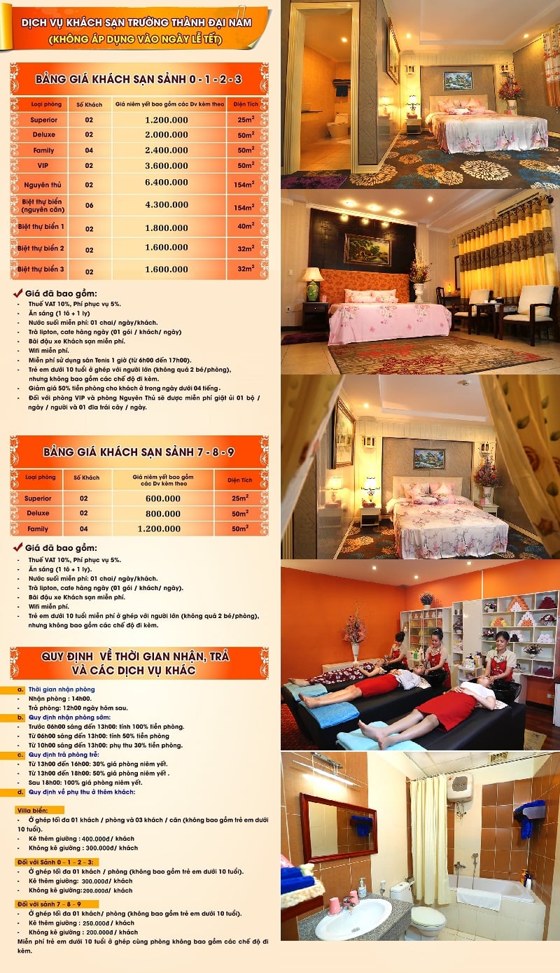 Kinh nghiệm du lịch Đại Nam. Bảng giá phòng khách sạn ở KDL Đại Nam