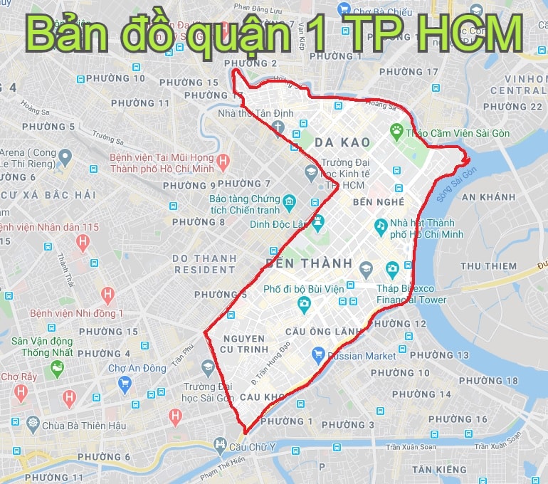 Bản đồ Sài Gòn google map. Bản đồ quận 1 TP HCM