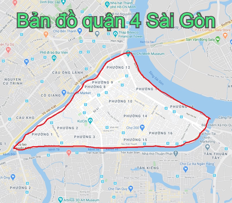 Bản đồ TP HCM quận 4. Bản đồ hành chính các quận huyện Sài Gòn