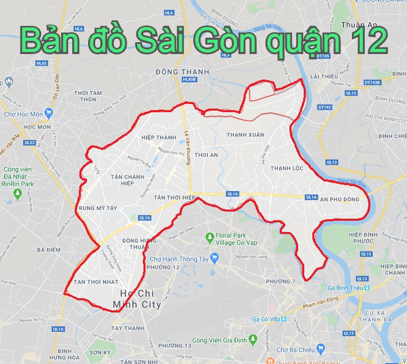 Bản đồ TP Hồ Chí Minh quận 12 mới nhất