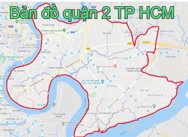 Bản đồ TP HCM quận 2. Bản đồ quận 2 Sài Gòn