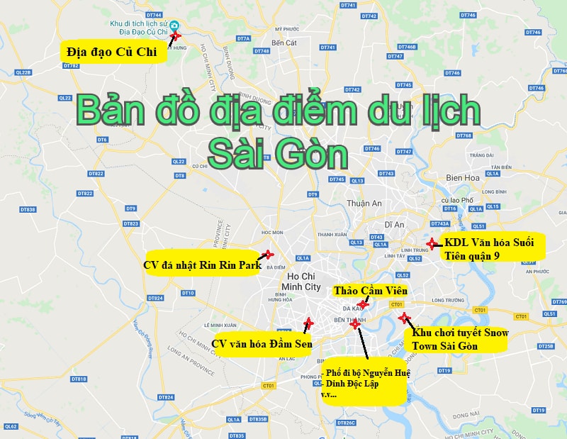 Bản đồ du lịch Sài Gòn TP HCM mới nhất