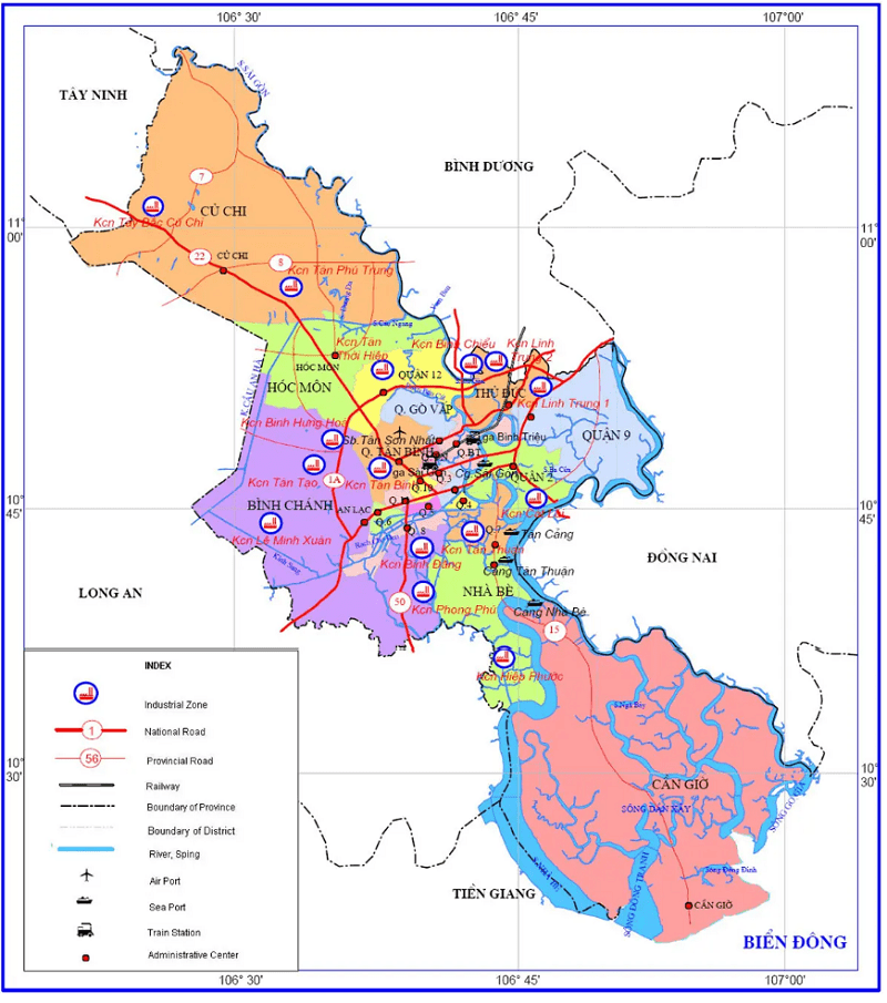 Bản đồ hành chính TP HCM mới nhất. Bản đồ Sài Gòn tổng quát