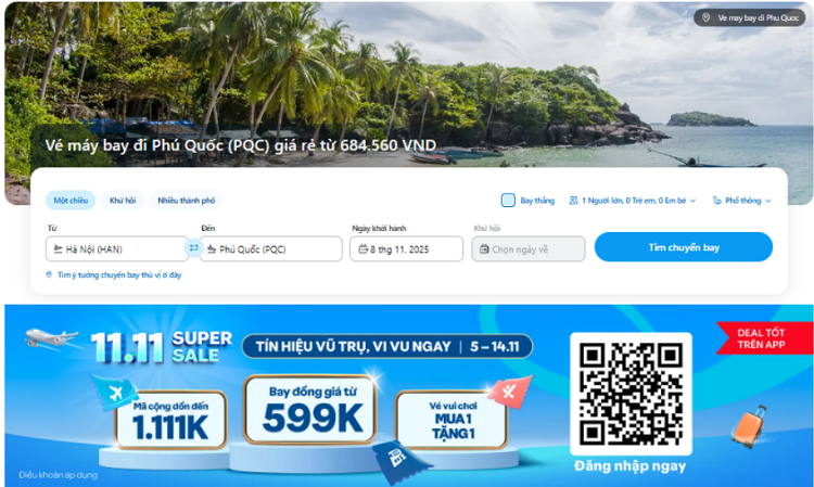 Hướng dẫn săn vé máy bay Phú Quốc giá rẻ qua Traveloka