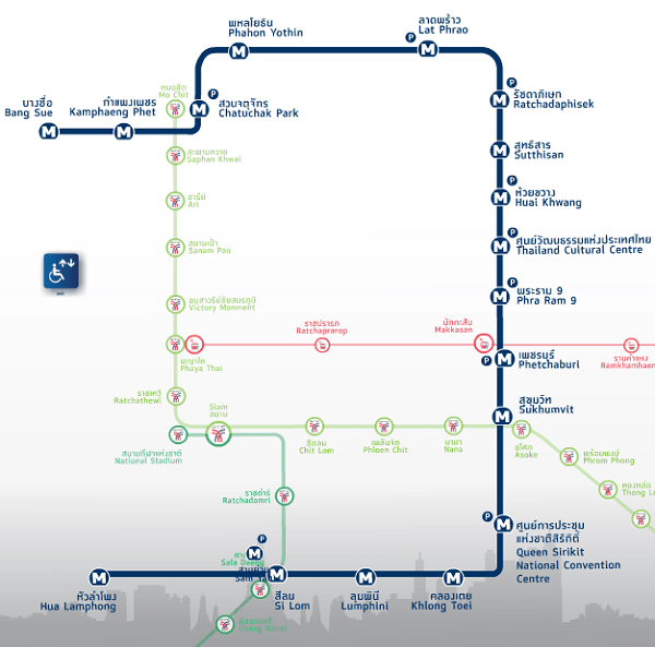 Bản đồ các trạm tàu điện ngầm MRT ở Bangkok