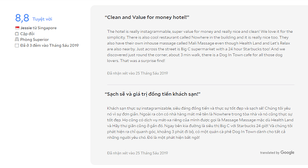 Review của khách từ Singapore về khách sạn ở Sukhumvit có tên là THA City Loft Hotel